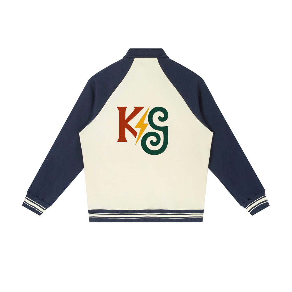 Contrast Raglan Sleeve Baseball Jacket