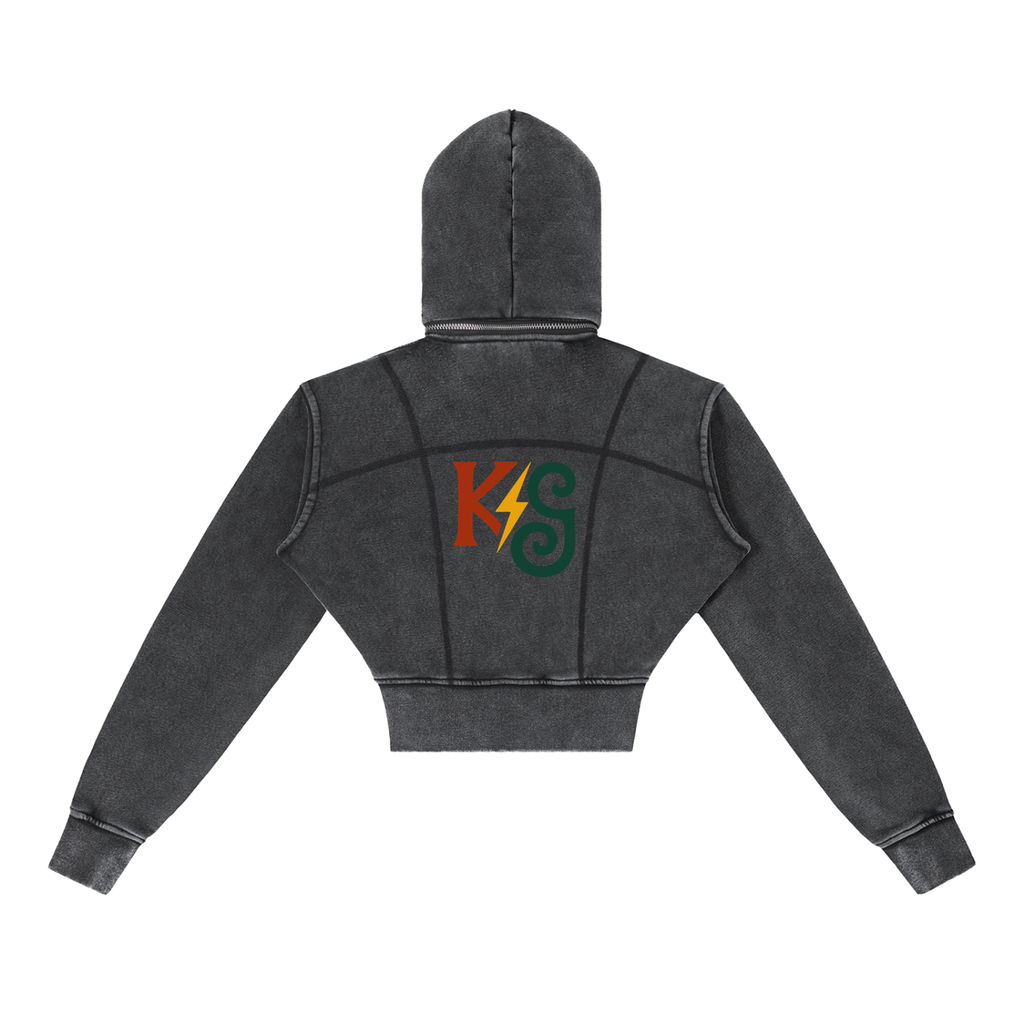 Vintage Washed Cropped Fleece Hoodie