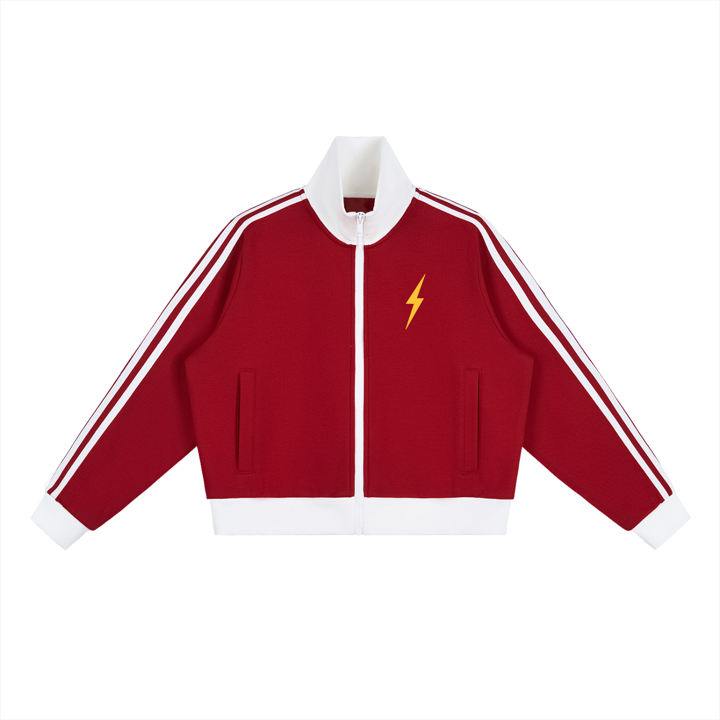 Contrast Side Stripe Fleece Cropped Track Jacket