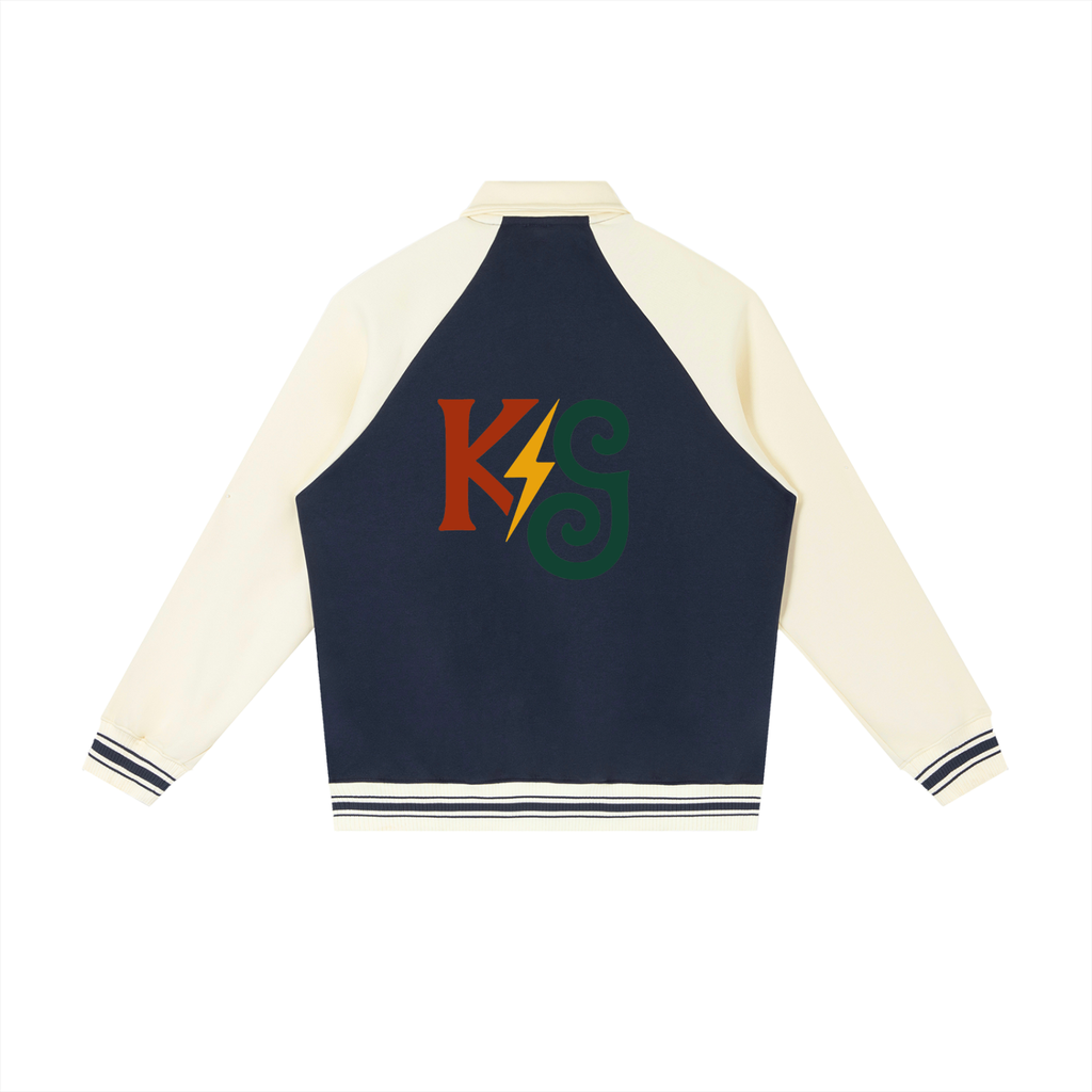 Contrast Raglan Sleeve Baseball Jacket
