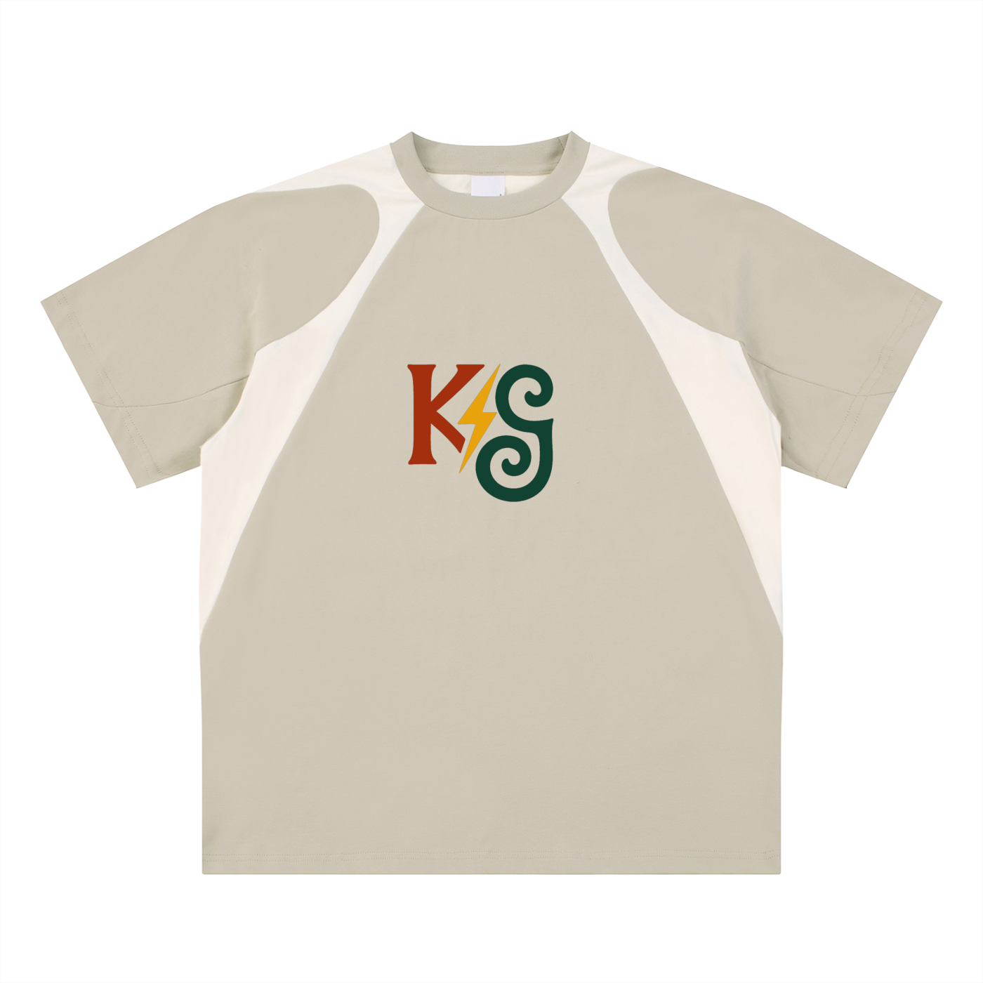 Contrast Panel Cotton T-Shirt