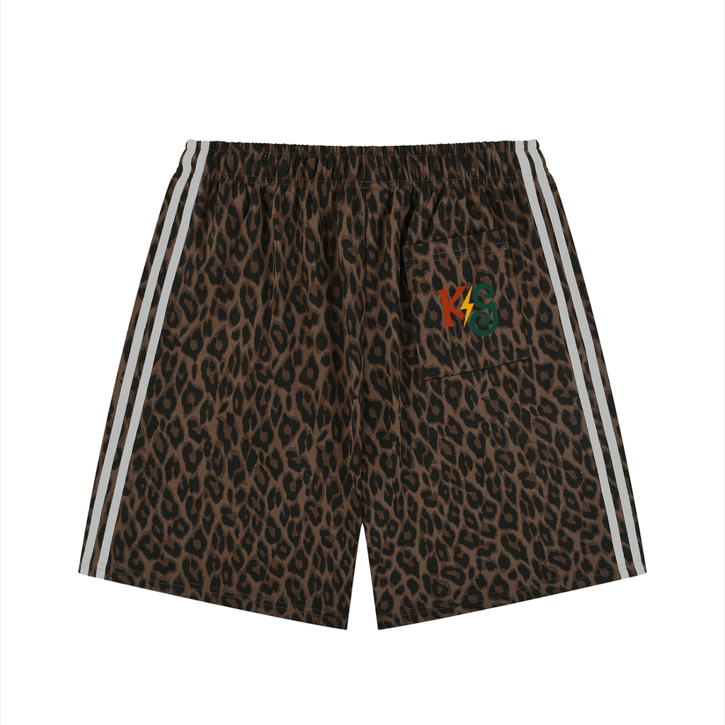 Unisex Heavyweight Leopard Drawstring Shorts