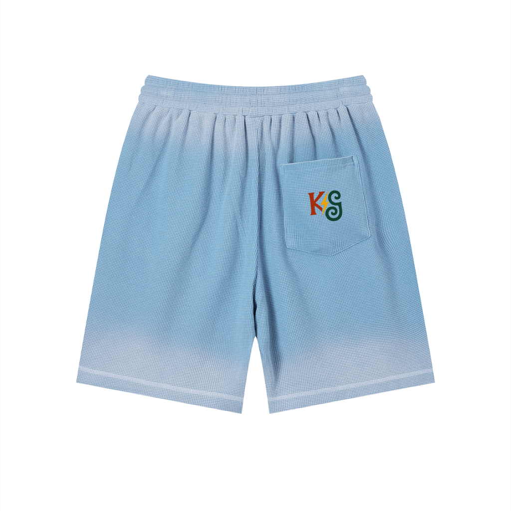Unisex Sunfade Waffle Raw Hem Shorts
