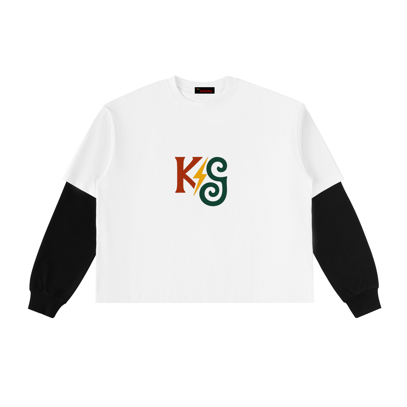 Layered Contrast Sleeve Cotton T-Shirt