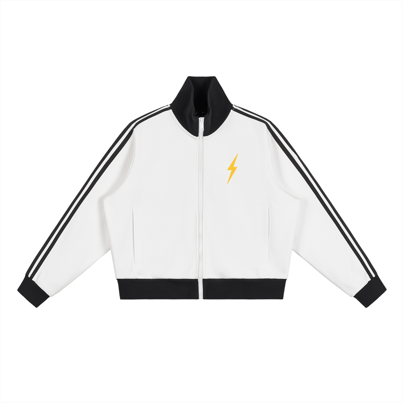 Contrast Side Stripe Fleece Cropped Track Jacket