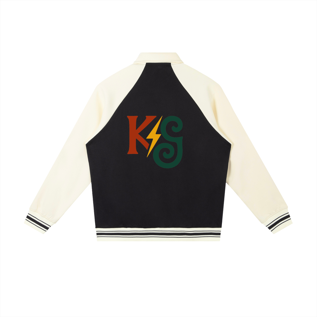 Contrast Raglan Sleeve Baseball Jacket