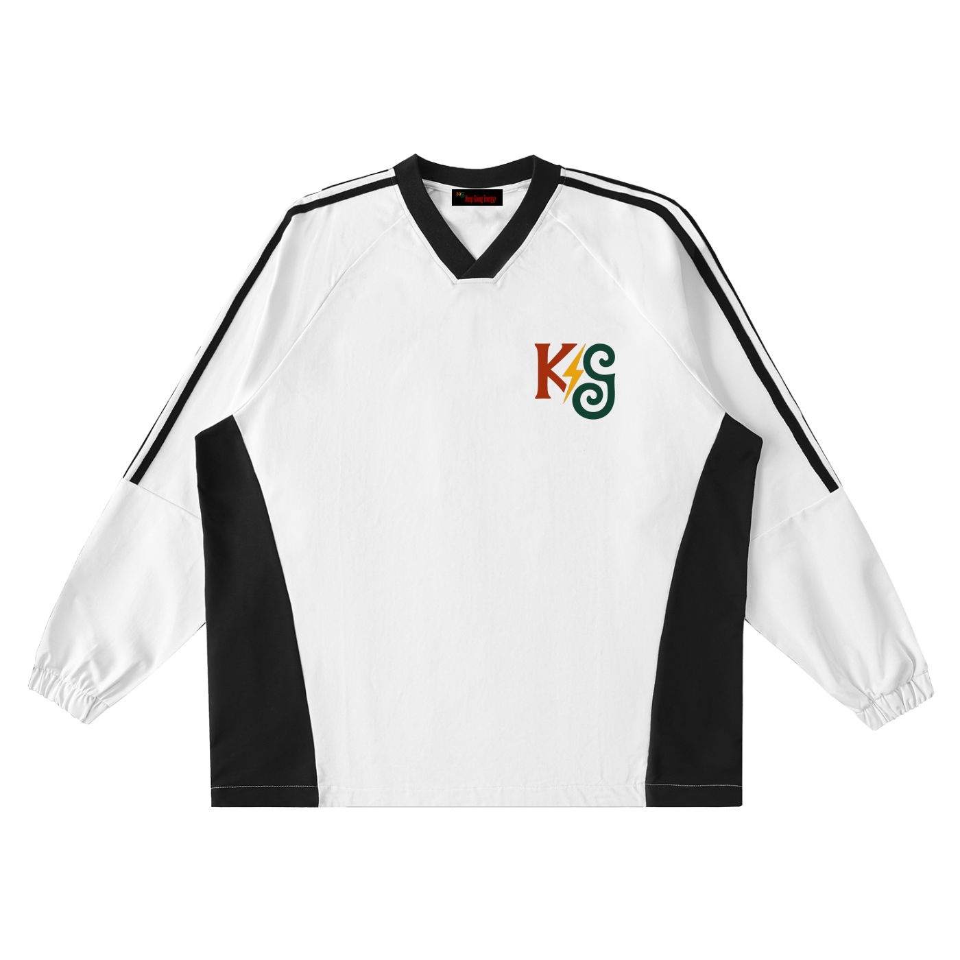 Color-Block V-Neck Long-Sleeve T-Shirt