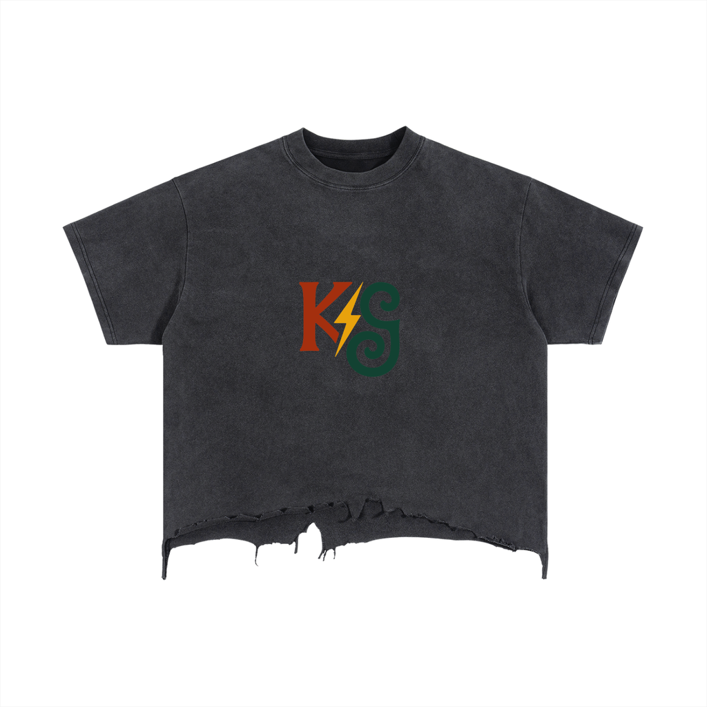 Vintage Wash Boxy Distressed Hem T-Shirt