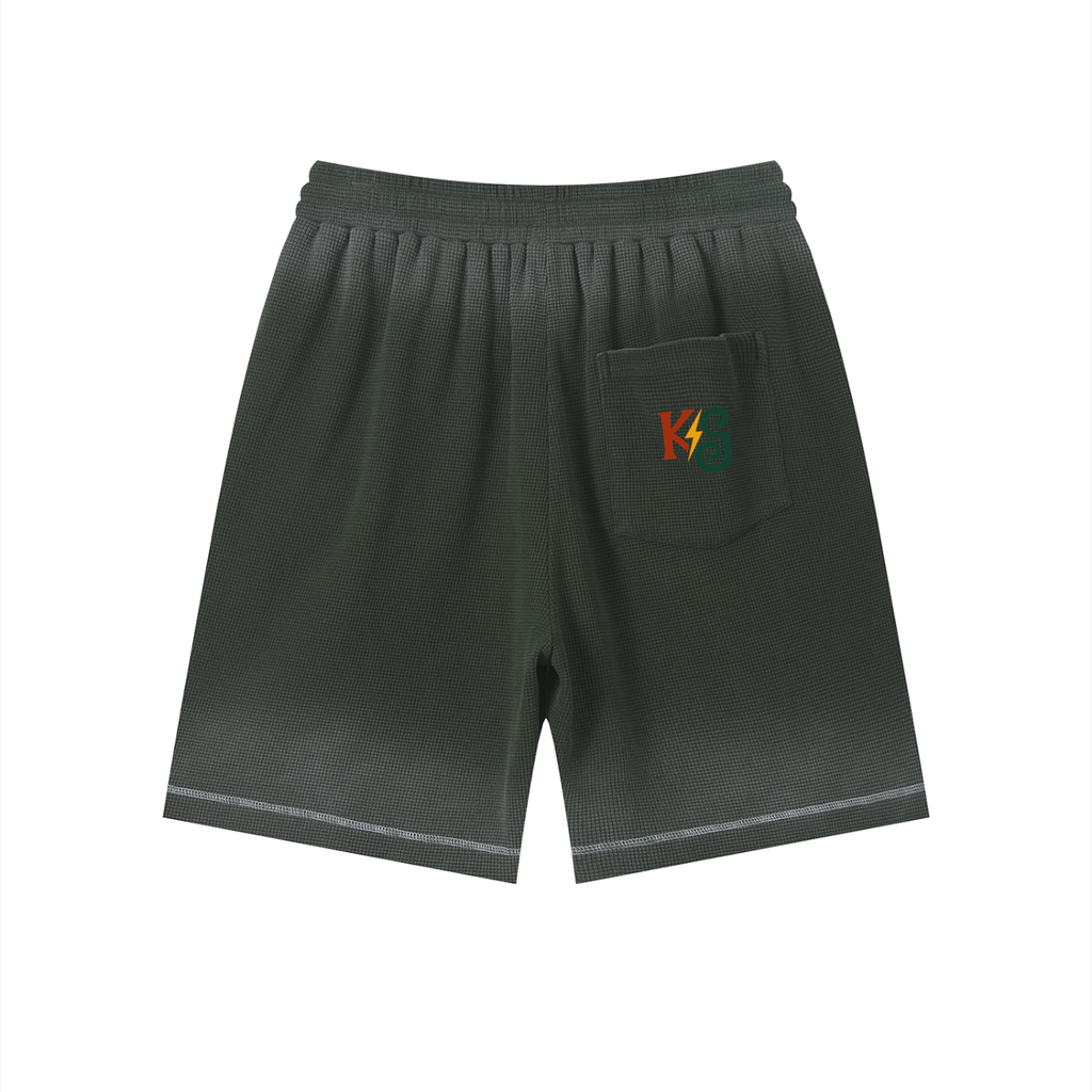 Unisex Sunfade Waffle Raw Hem Shorts