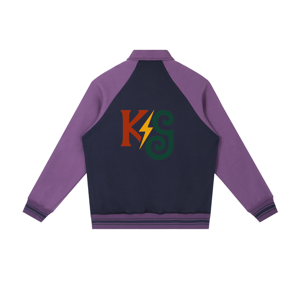 Contrast Raglan Sleeve Baseball Jacket