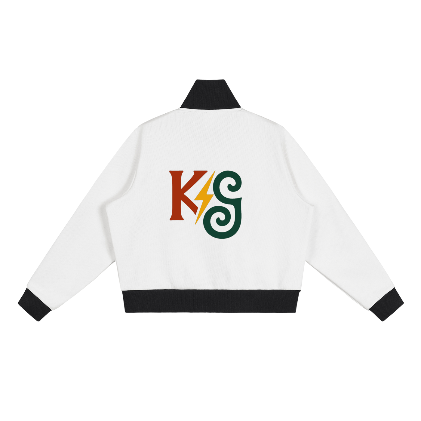 Contrast Side Stripe Fleece Cropped Track Jacket