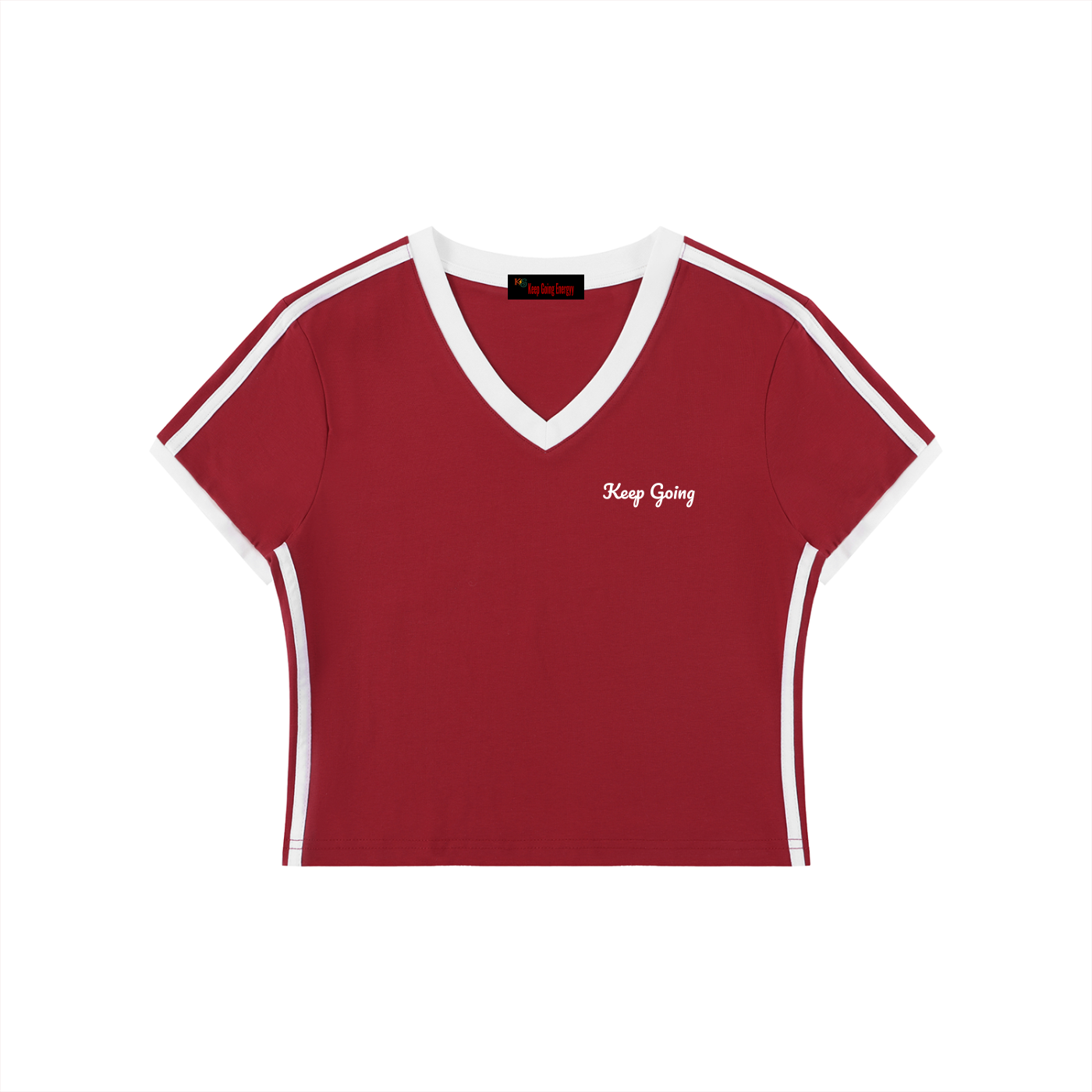 Women's Retro Binding V-Neck Crop T-Shirt