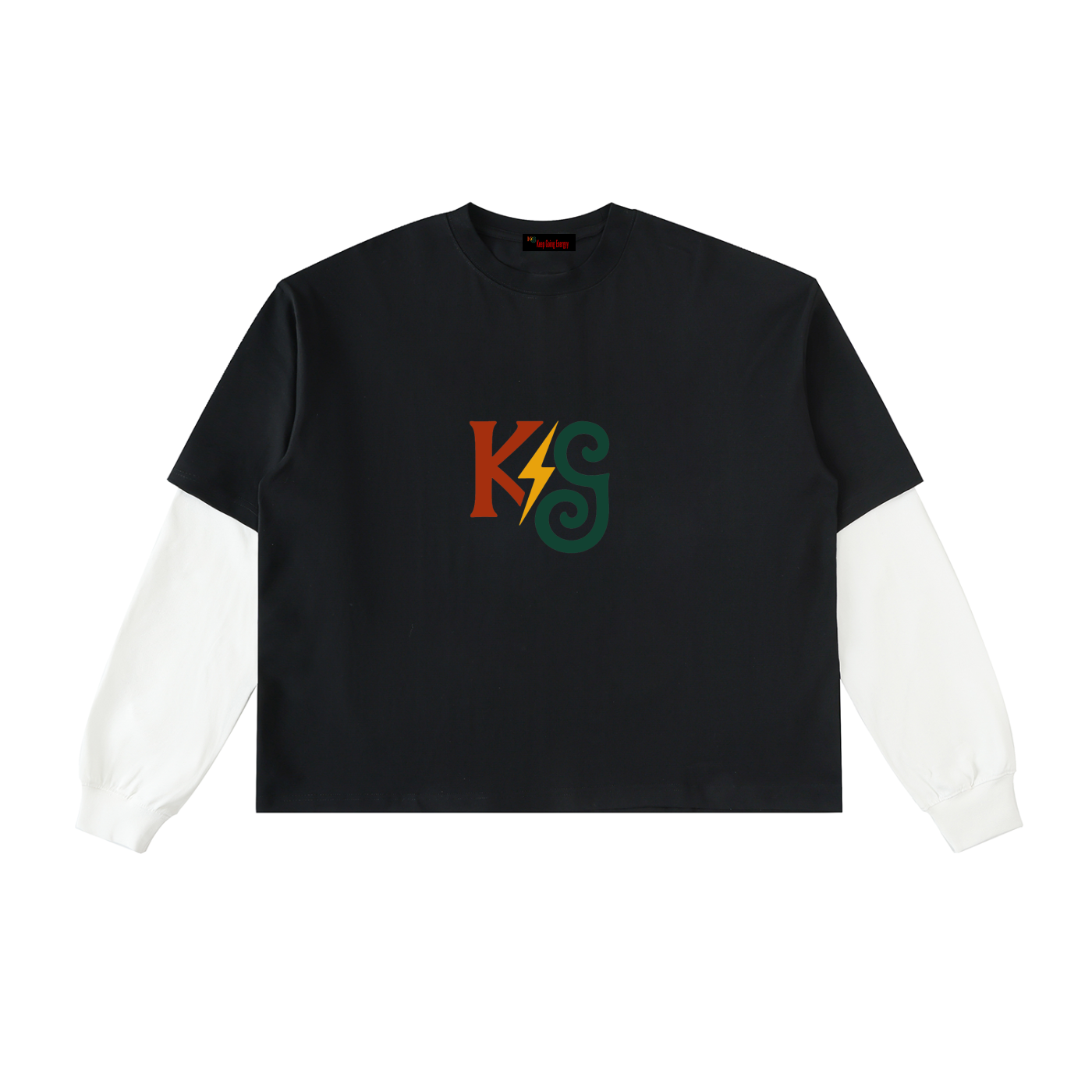 Layered Contrast Sleeve Cotton T-Shirt