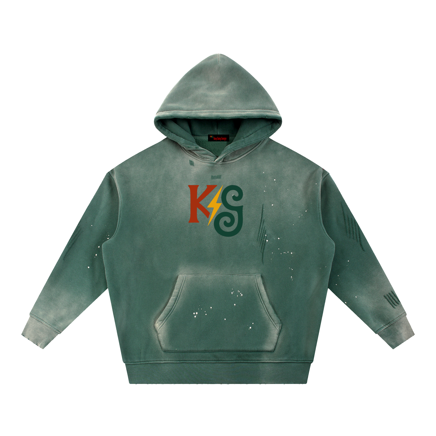 Vintage Washed Frayed Fleece Hoodie