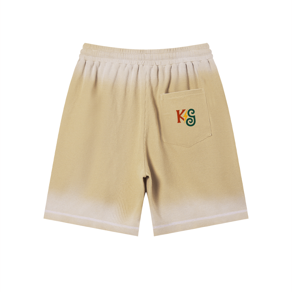 Unisex Sunfade Waffle Raw Hem Shorts