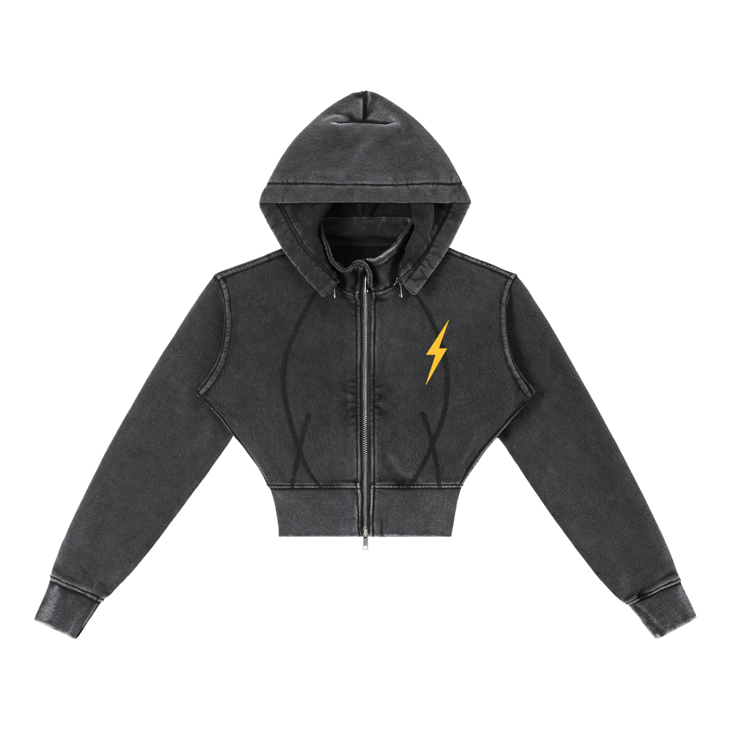 Vintage Washed Cropped Fleece Hoodie