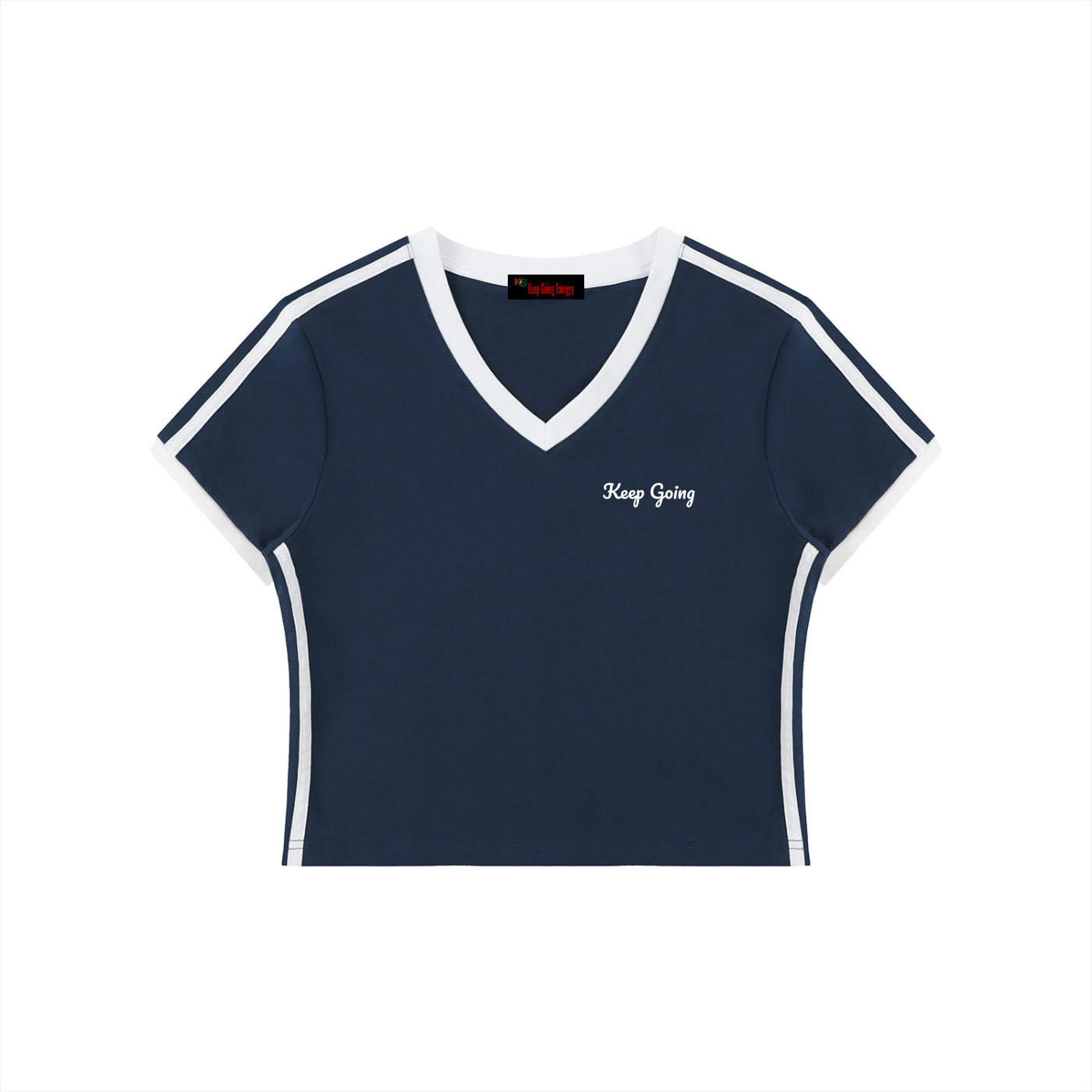 Women's Retro Binding V-Neck Crop T-Shirt