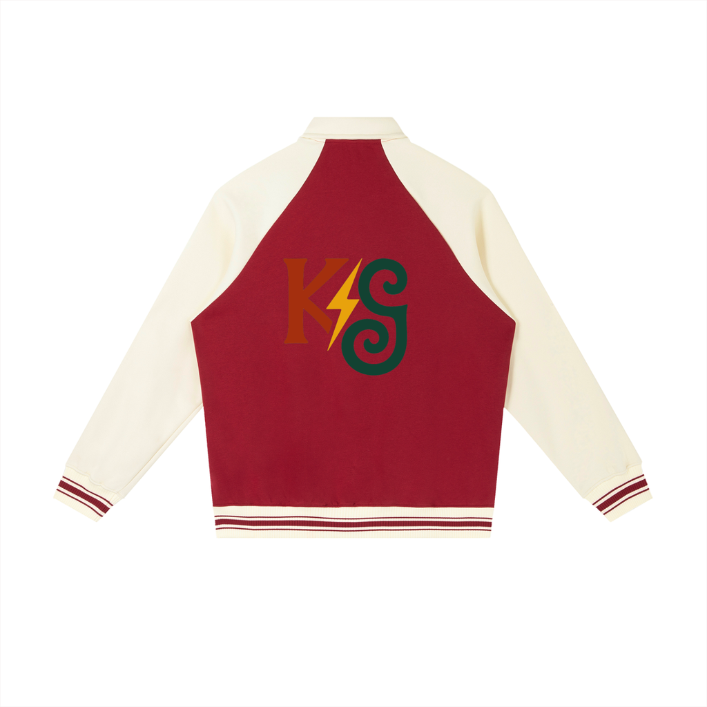 Contrast Raglan Sleeve Baseball Jacket