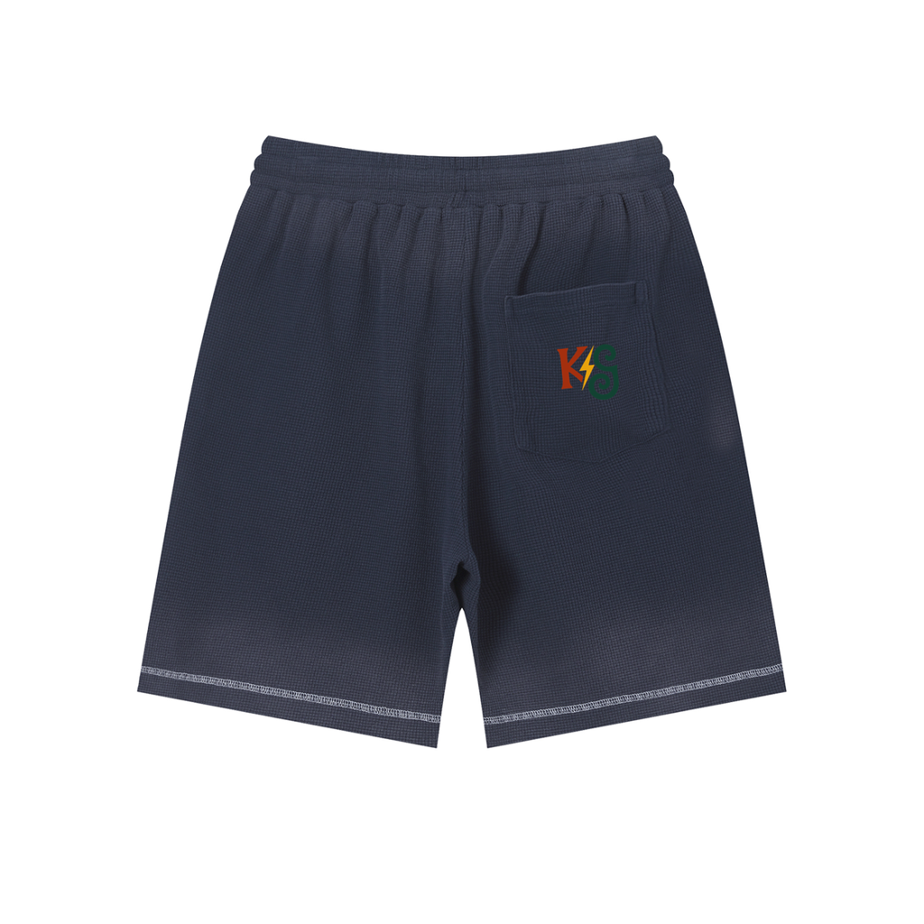 Unisex Sunfade Waffle Raw Hem Shorts