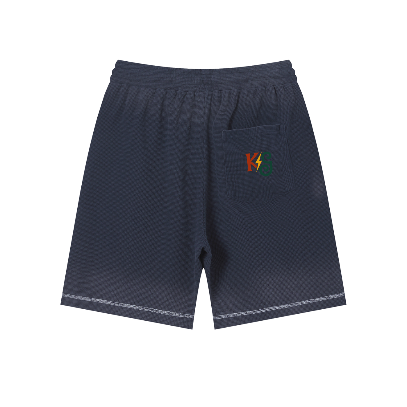 Unisex Sunfade Waffle Raw Hem Shorts