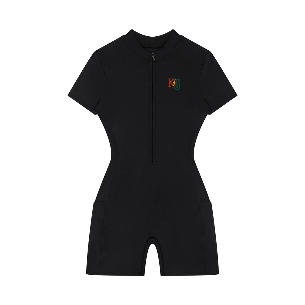 Women's Quarter-Zip Short Sleeve Romper
