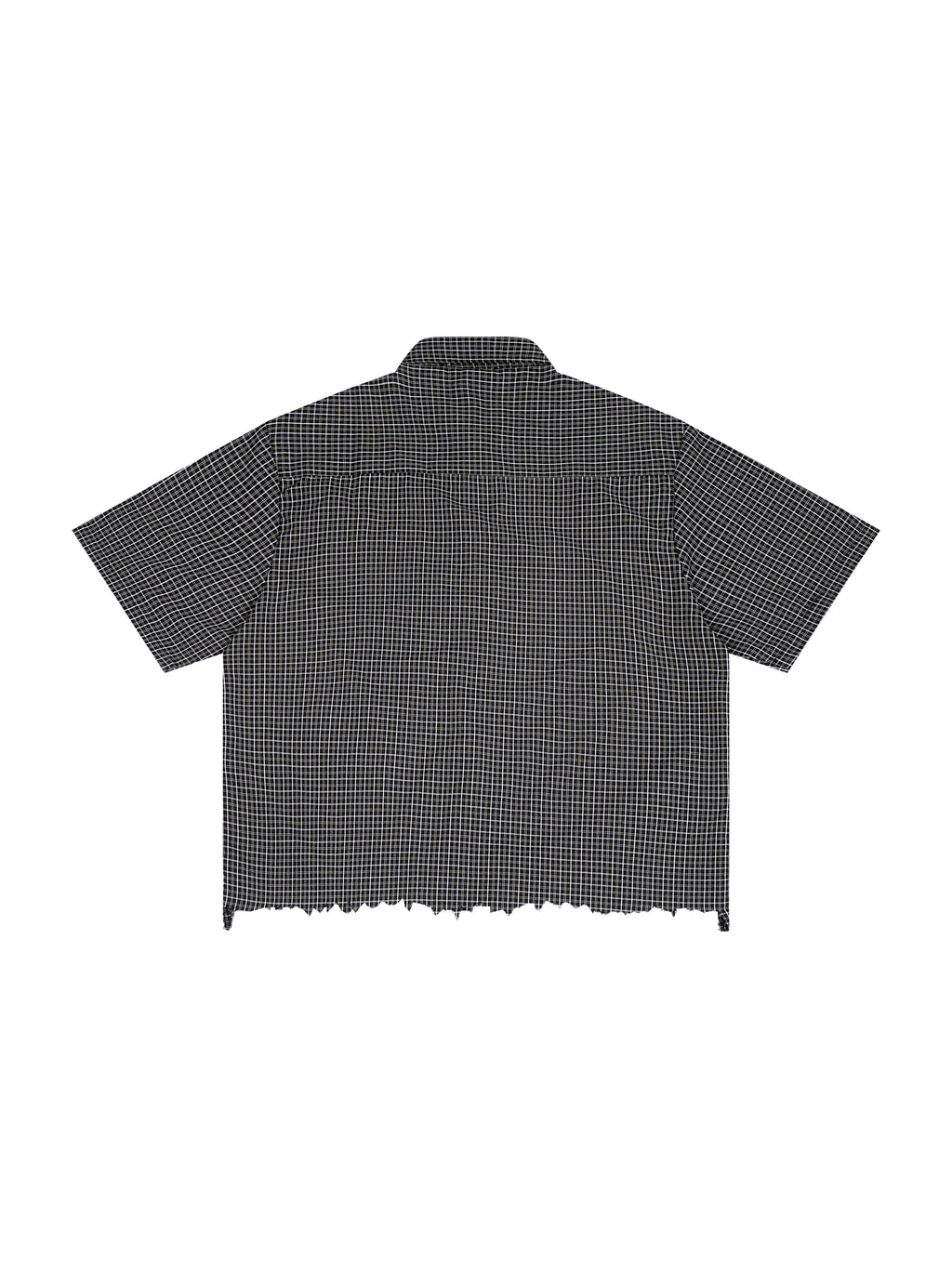 Unisex Distressed Plaid Boxy Shirt
