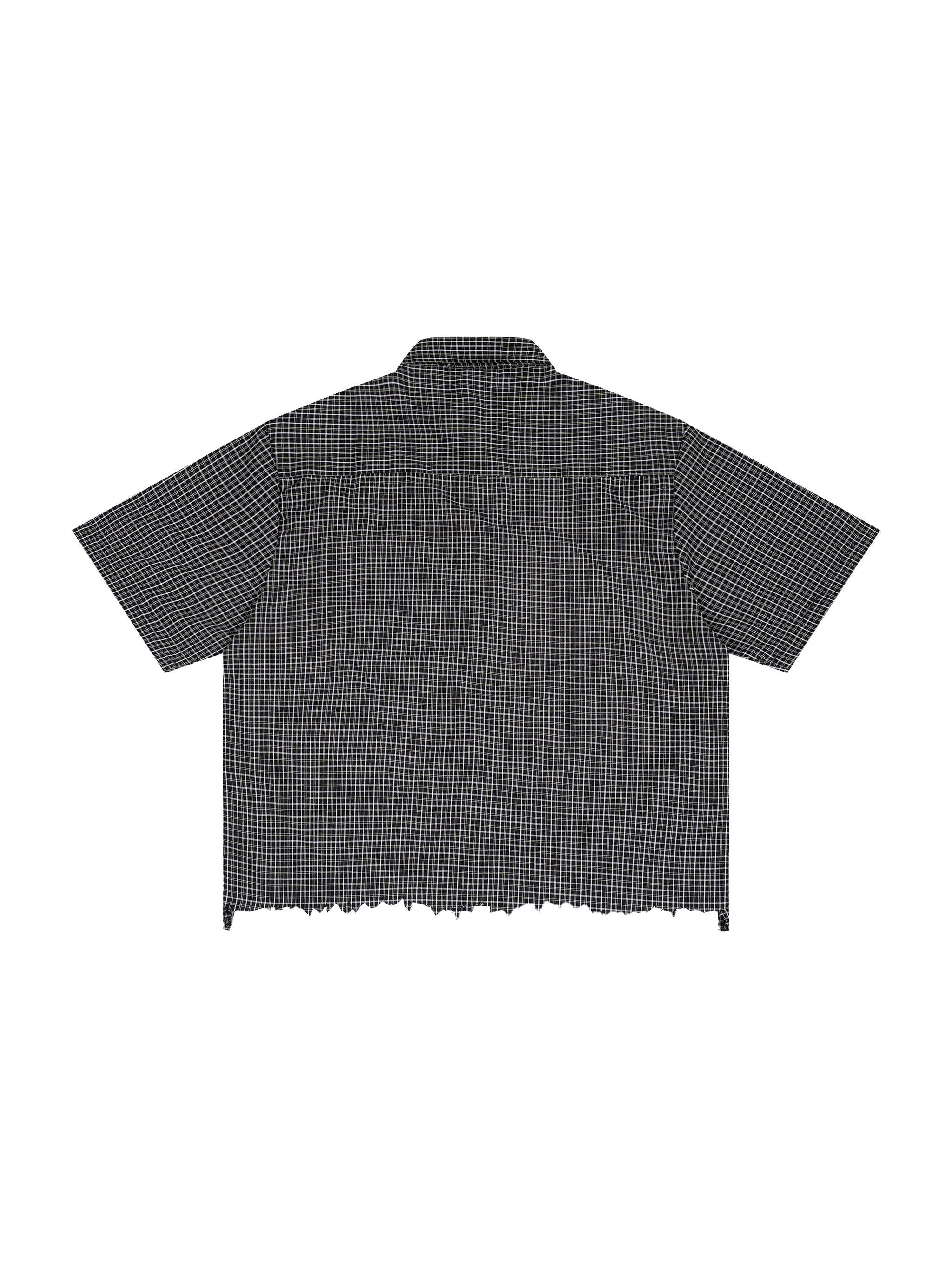 Unisex Distressed Plaid Boxy Shirt